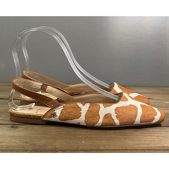 Sam Edelman Women's Connell Slingback Flats Size 5.5 Brown White Pointed Toe - Picture 1 of 15